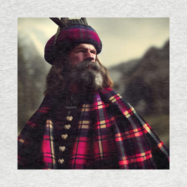 Scottish Highlander in Clan Tartan by Grassroots Green